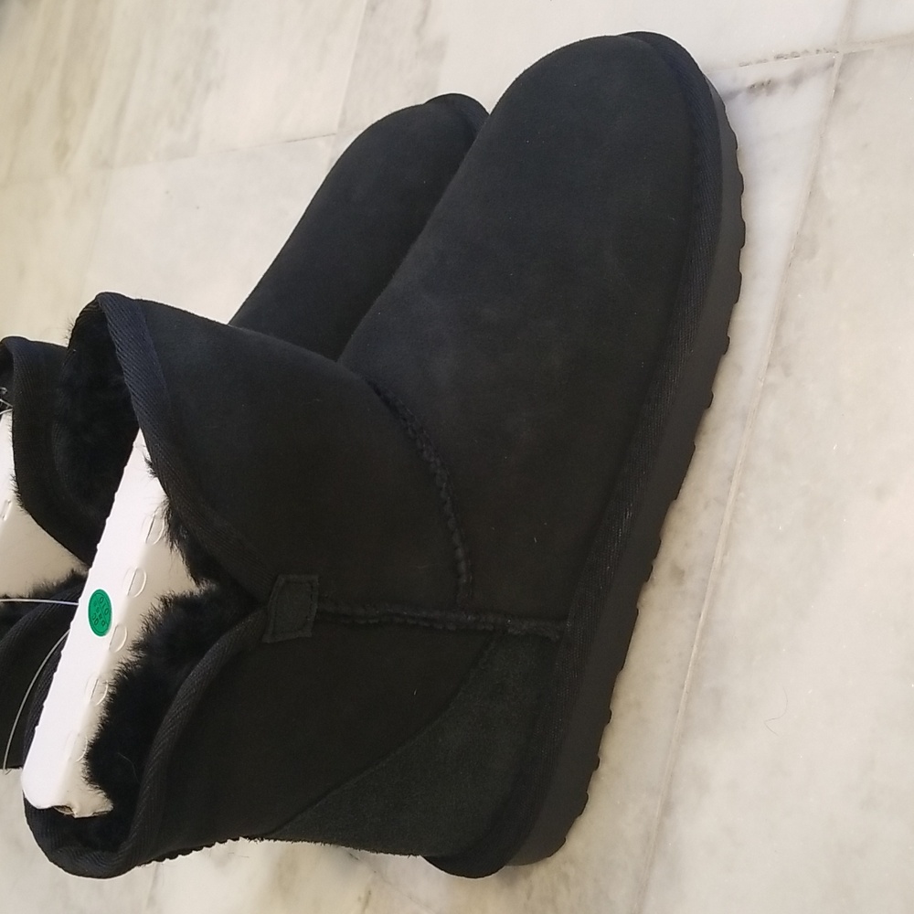 Kirkland Black Suede Shearling Ankle Boots Size 8 New In Box - Picture 4 of 6